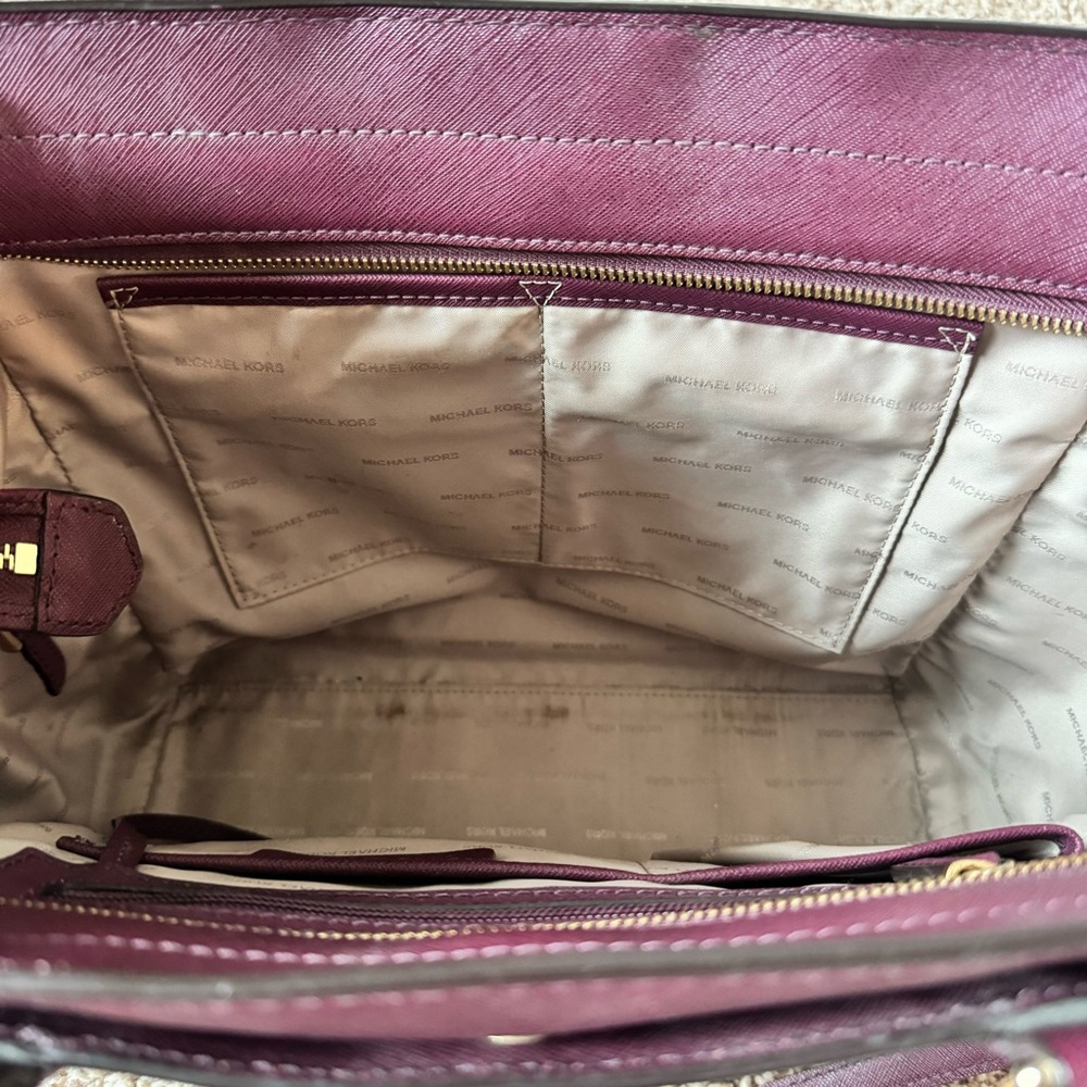 MICHAEL Michael Kors Burgundy Dee Dee Convertible Tote Bag - Picture 8 of 14